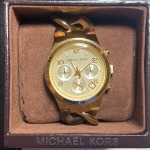 Michael Kors tortoise shell gold watch